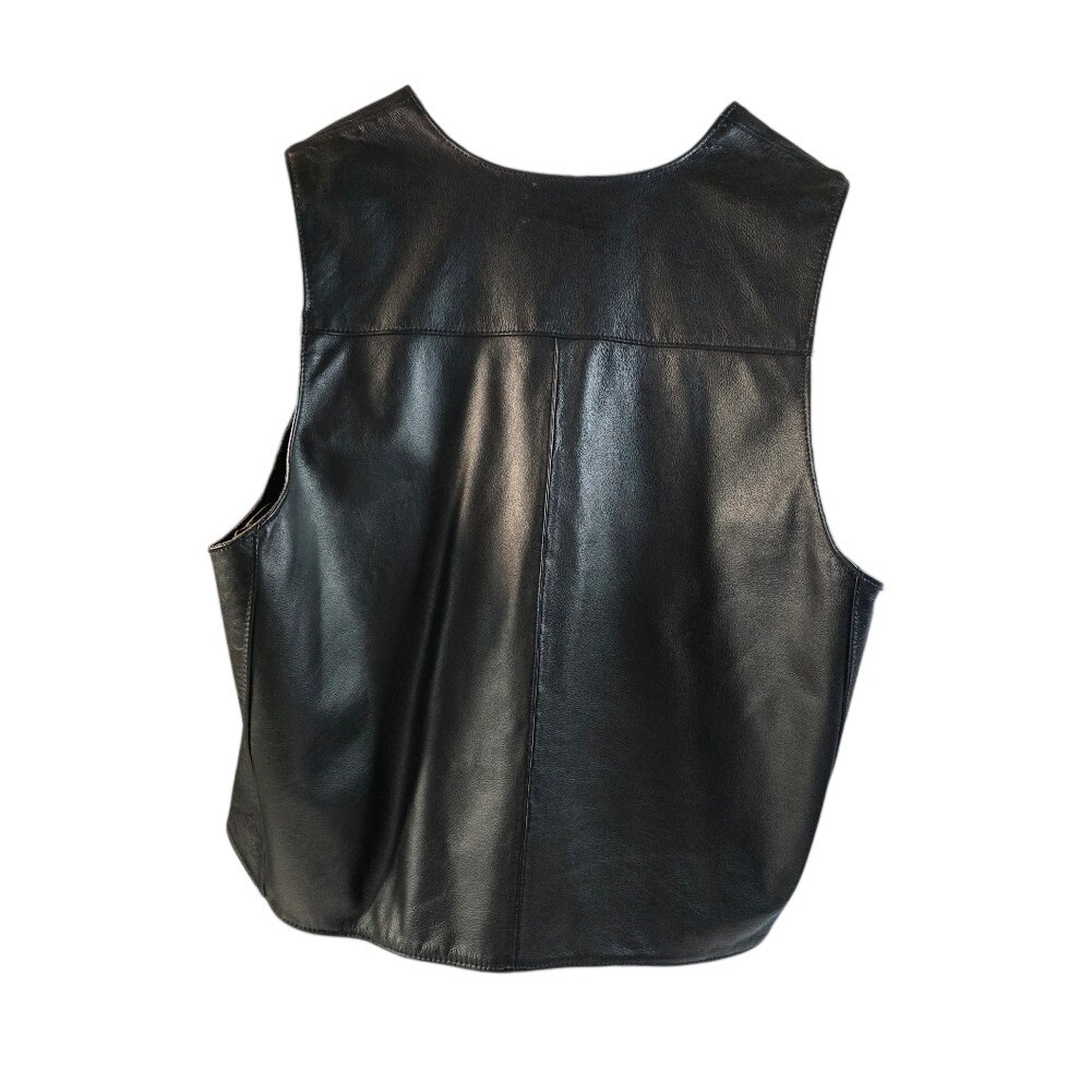 Harley‎ Davidson Mens Black Genuine Leather Biker Vest XXXL Made in USA CA 03402 - Picture 4 of 9